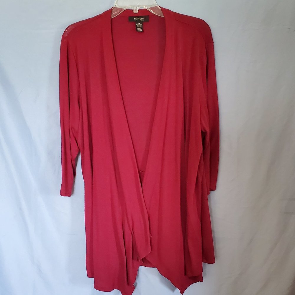 Style&Co Red Open Front Cardigan 1X